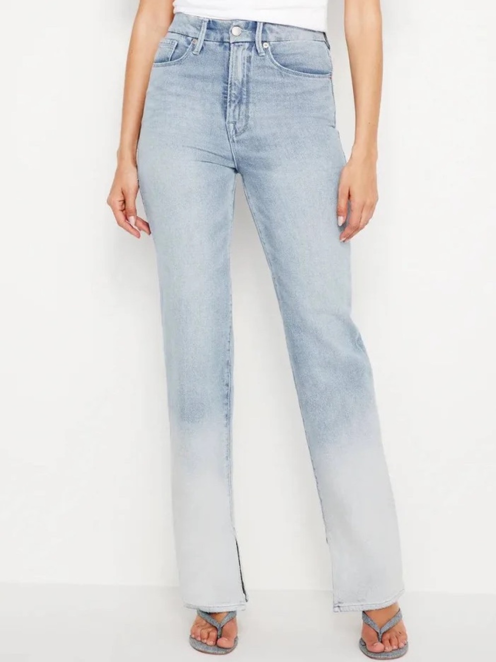 NWT Good American Good Boy Straight Jeans with Slit Detail